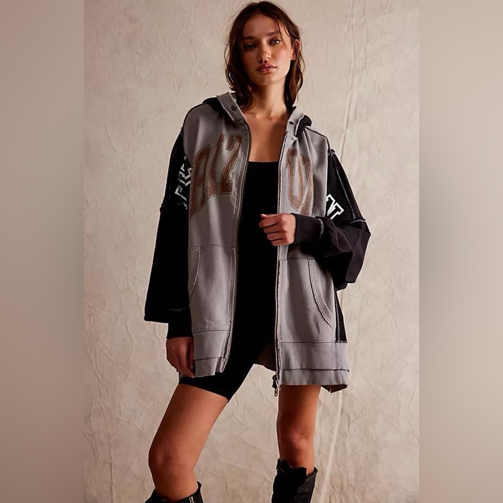 NWOT FREE PEOPLE WE THE FREE- RETRO REMADE HOODIE JACKET | XS/S